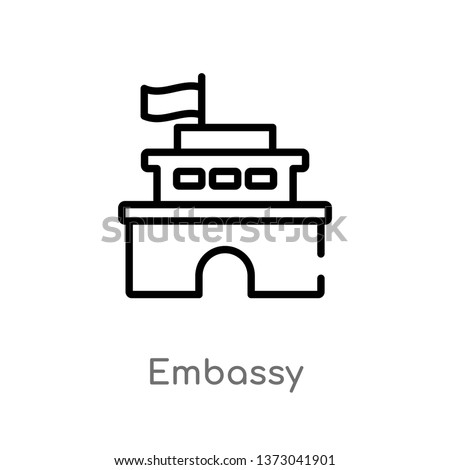 outline embassy vector icon. isolated black simple line element illustration from buildings concept. editable vector stroke embassy icon on white background