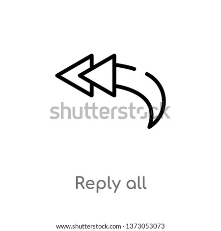 outline reply all vector icon. isolated black simple line element illustration from content concept. editable vector stroke reply all icon on white background