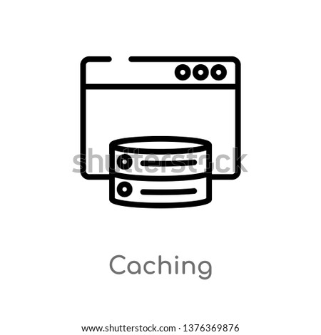 caching vector line icon. Simple element illustration. caching outline icon from technology concept. Can be used for web and mobile