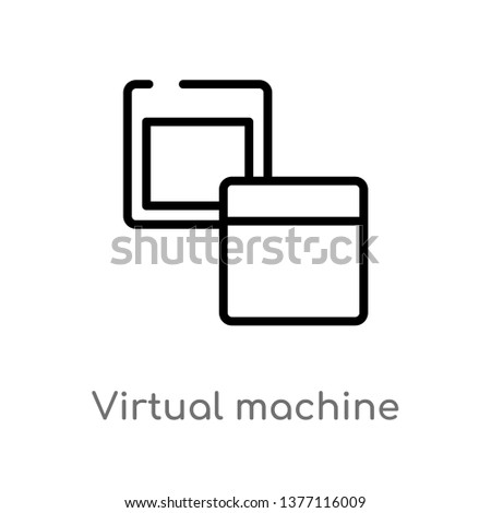 virtual machine vector line icon. Simple element illustration. virtual machine outline icon from technology concept. Can be used for web and mobile