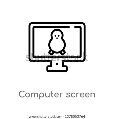 computer screen linux vector line icon. Simple element illustration. computer screen linux outline icon from technology concept. Can be used for web and mobile