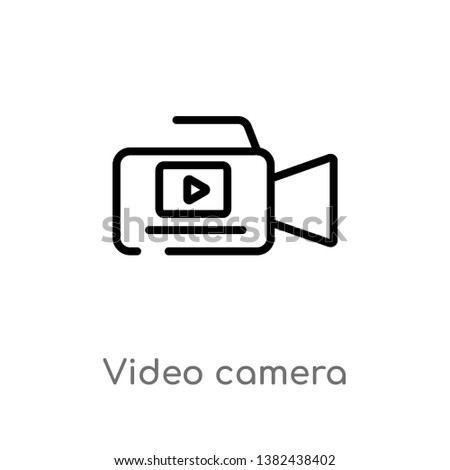 outline video camera vector icon. isolated black simple line element illustration from electronic stuff fill concept. editable vector stroke video camera icon on white background