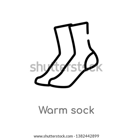 outline warm sock vector icon. isolated black simple line element illustration from fashion concept. editable vector stroke warm sock icon on white background