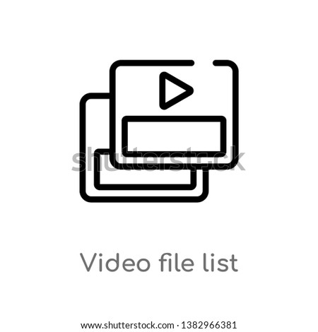 outline video file list vector icon. isolated black simple line element illustration from electronic stuff fill concept. editable vector stroke video file list icon on white background
