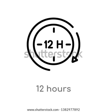 outline 12 hours vector icon. isolated black simple line element illustration from human resources concept. editable vector stroke 12 hours icon on white background