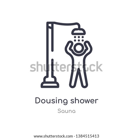 dousing shower outline icon. isolated line vector illustration from sauna collection. editable thin stroke dousing shower icon on white background