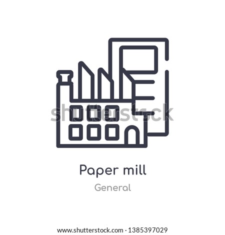 paper mill outline icon. isolated line vector illustration from general collection. editable thin stroke paper mill icon on white background