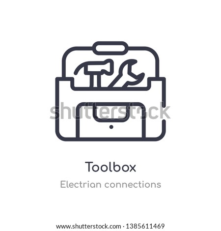 toolbox outline icon. isolated line vector illustration from electrian connections collection. editable thin stroke toolbox icon on white background