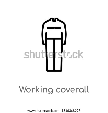 outline working coverall vector icon. isolated black simple line element illustration from fashion concept. editable vector stroke working coverall icon on white background