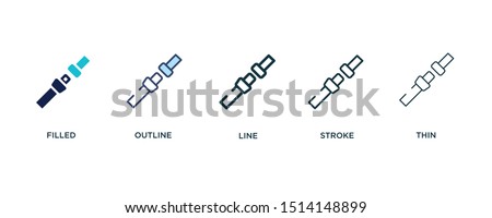 5 version of security belt icon such as two color filled, colorful outline, simple line, stroke and thin vector illustrations can be use for web and mobile 商業照片 © 