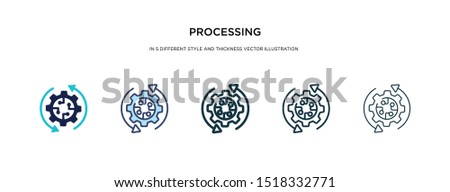processing icon in different style and thickness vector illustration. Two colored and black processing vector icons in filled, outline, line, stroke style can be used for web, mobile, UI