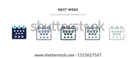 next week icon in different style vector illustration. two colored and black next week vector icons designed in filled, outline, line and stroke style can be used for web, mobile, ui