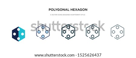 polygonal hexagon icon in different style vector illustration. two colored and black polygonal hexagon vector icons designed in filled, outline, line and stroke style can be used for web, mobile, ui