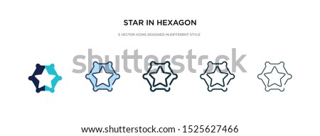 star in hexagon of small triangles icon in different style vector illustration. two colored and black star in hexagon of small triangles vector icons designed filled, outline, line and stroke style