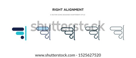 right alignment icon in different style vector illustration. two colored and black right alignment vector icons designed in filled, outline, line and stroke style can be used for web, mobile, ui