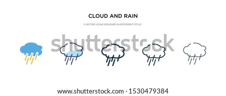 cloud and rain icon in different style vector illustration. two colored and black cloud and rain vector icons designed in filled, outline, line stroke style can be used for web, mobile, ui