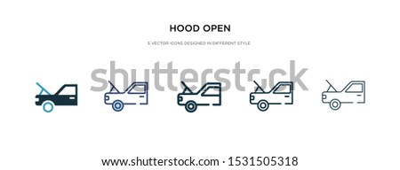 hood open icon in different style vector illustration. two colored and black hood open vector icons designed in filled, outline, line and stroke style can be used for web, mobile, ui