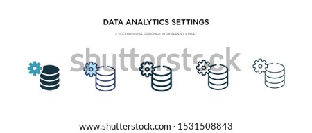 data analytics settings icon in different style vector illustration. two colored and black data analytics settings vector icons designed in filled, outline, line and stroke style can be used for