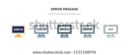 error message icon in different style vector illustration. two colored and black error message vector icons designed in filled, outline, line and stroke style can be used for web, mobile, ui