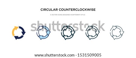 circular counterclockwise arrows icon in different style vector illustration. two colored and black circular counterclockwise arrows vector icons designed in filled, outline, line and stroke style