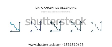 data analytics ascending line chart icon in different style vector illustration. two colored and black data analytics ascending line chart vector icons designed in filled, outline, line and stroke