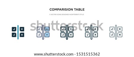 comparision table icon in different style vector illustration. two colored and black comparision table vector icons designed in filled, outline, line and stroke style can be used for web, mobile, ui