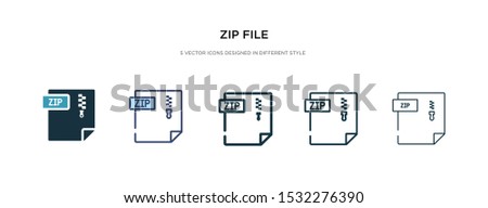 zip file icon in different style vector illustration. two colored and black zip file vector icons designed in filled, outline, line and stroke style can be used for web, mobile, ui