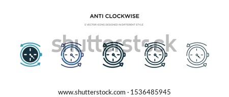 anti clockwise icon in different style vector illustration. two colored and black anti clockwise vector icons designed in filled, outline, line and stroke style can be used for web, mobile, ui
