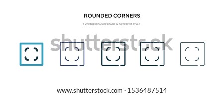 rounded corners square icon in different style vector illustration. two colored and black rounded corners square vector icons designed in filled, outline, line and stroke style can be used for web,