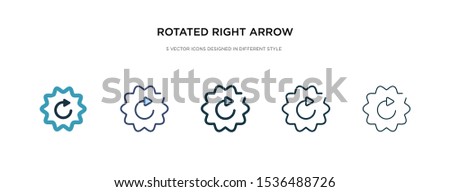 rotated right arrow icon in different style vector illustration. two colored and black rotated right arrow vector icons designed in filled, outline, line and stroke style can be used for web,