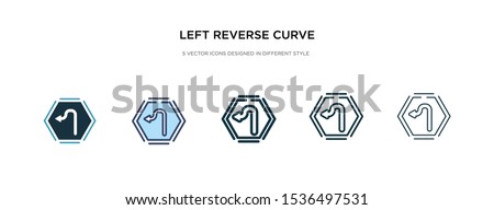 left reverse curve icon in different style vector illustration. two colored and black left reverse curve vector icons designed in filled, outline, line and stroke style can be used for web, mobile,