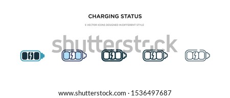 charging status icon in different style vector illustration. two colored and black charging status vector icons designed in filled, outline, line and stroke style can be used for web, mobile, ui