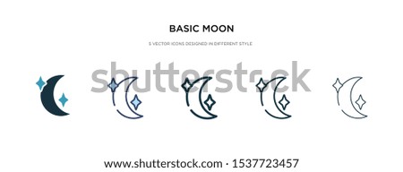 basic moon icon in different style vector illustration. two colored and black basic moon vector icons designed in filled, outline, line and stroke style can be used for web, mobile, ui
