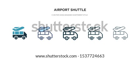 airport shuttle icon in different style vector illustration. two colored and black airport shuttle vector icons designed in filled, outline, line and stroke style can be used for web, mobile, ui