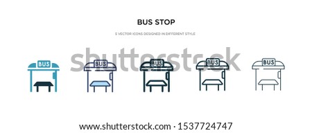 bus stop icon in different style vector illustration. two colored and black bus stop vector icons designed in filled, outline, line and stroke style can be used for web, mobile, ui