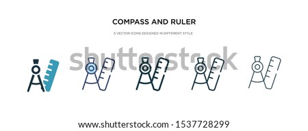 compass and ruler for mathematics icon in different style vector illustration. two colored and black compass and ruler for mathematics vector icons designed in filled, outline, line stroke style can