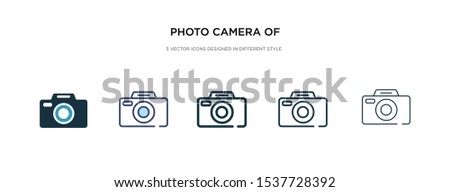 photo camera of rounded square shape icon in different style vector illustration. two colored and black photo camera of rounded square shape vector icons designed in filled, outline, line and stroke