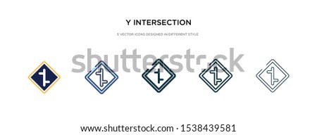 y intersection icon in different style vector illustration. two colored and black y intersection vector icons designed in filled, outline, line and stroke style can be used for web, mobile, ui