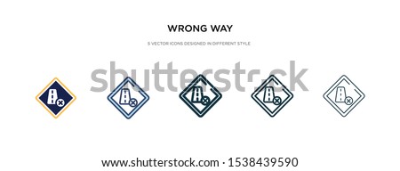 wrong way icon in different style vector illustration. two colored and black wrong way vector icons designed in filled, outline, line and stroke style can be used for web, mobile, ui