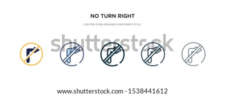 no turn right icon in different style vector illustration. two colored and black no turn right vector icons designed in filled, outline, line and stroke style can be used for web, mobile, ui