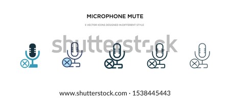 microphone mute icon in different style vector illustration. two colored and black microphone mute vector icons designed in filled, outline, line and stroke style can be used for web, mobile, ui