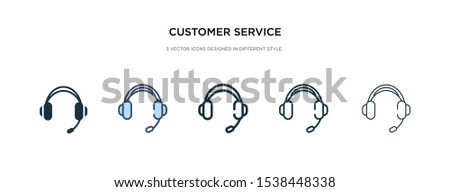 customer service headset icon in different style vector illustration. two colored and black customer service headset vector icons designed in filled, outline, line and stroke style can be used for