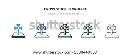 cross stuck in ground icon in different style vector illustration. two colored and black cross stuck in ground vector icons designed filled, outline, line and stroke style can be used for web,