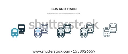bus and train icon in different style vector illustration. two colored and black bus and train vector icons designed in filled, outline, line stroke style can be used for web, mobile, ui