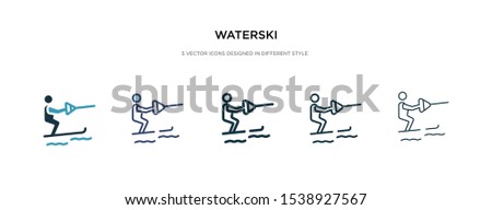 waterski icon in different style vector illustration. two colored and black waterski vector icons designed in filled, outline, line and stroke style can be used for web, mobile, ui