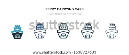 ferry carrying cars icon in different style vector illustration. two colored and black ferry carrying cars vector icons designed in filled, outline, line and stroke style can be used for web,