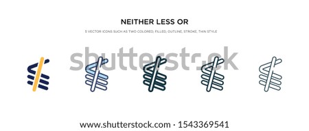 neither less or exactly equal icon in different style vector illustration. two colored and black neither less or exactly equal vector icons designed in filled, outline, line and stroke style can be