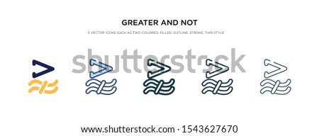 greater and not approximately equal to icon in different style vector illustration. two colored and black greater and not approximately equal to vector icons designed in filled, outline, line stroke