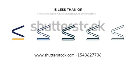 is less than or equal to icon in different style vector illustration. two colored and black is less than or equal to vector icons designed in filled, outline, line and stroke style can be used for
