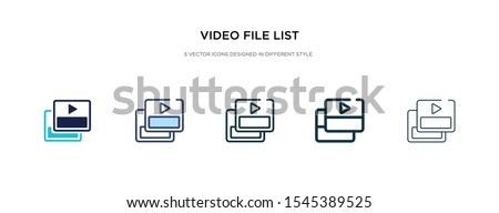 video file list icon in different style vector illustration. two colored and black video file list vector icons designed in filled, outline, line and stroke style can be used for web, mobile, ui